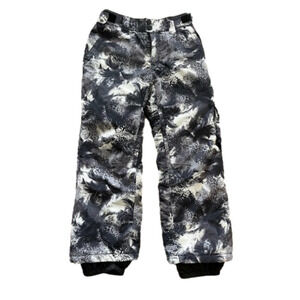 LIQUID Snow Snowboarding Pants Black + White With Palm Tree Details Sz Youth M 